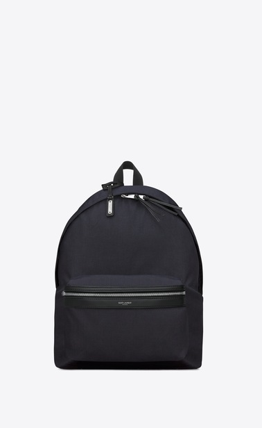 city backpack in nylon canvas and leather